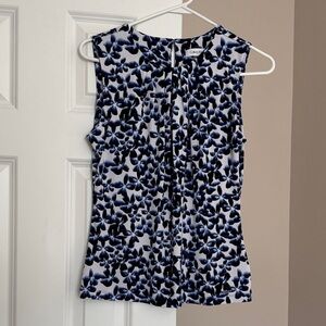 Calvin Klein Women's Blue and White Floral Blouse